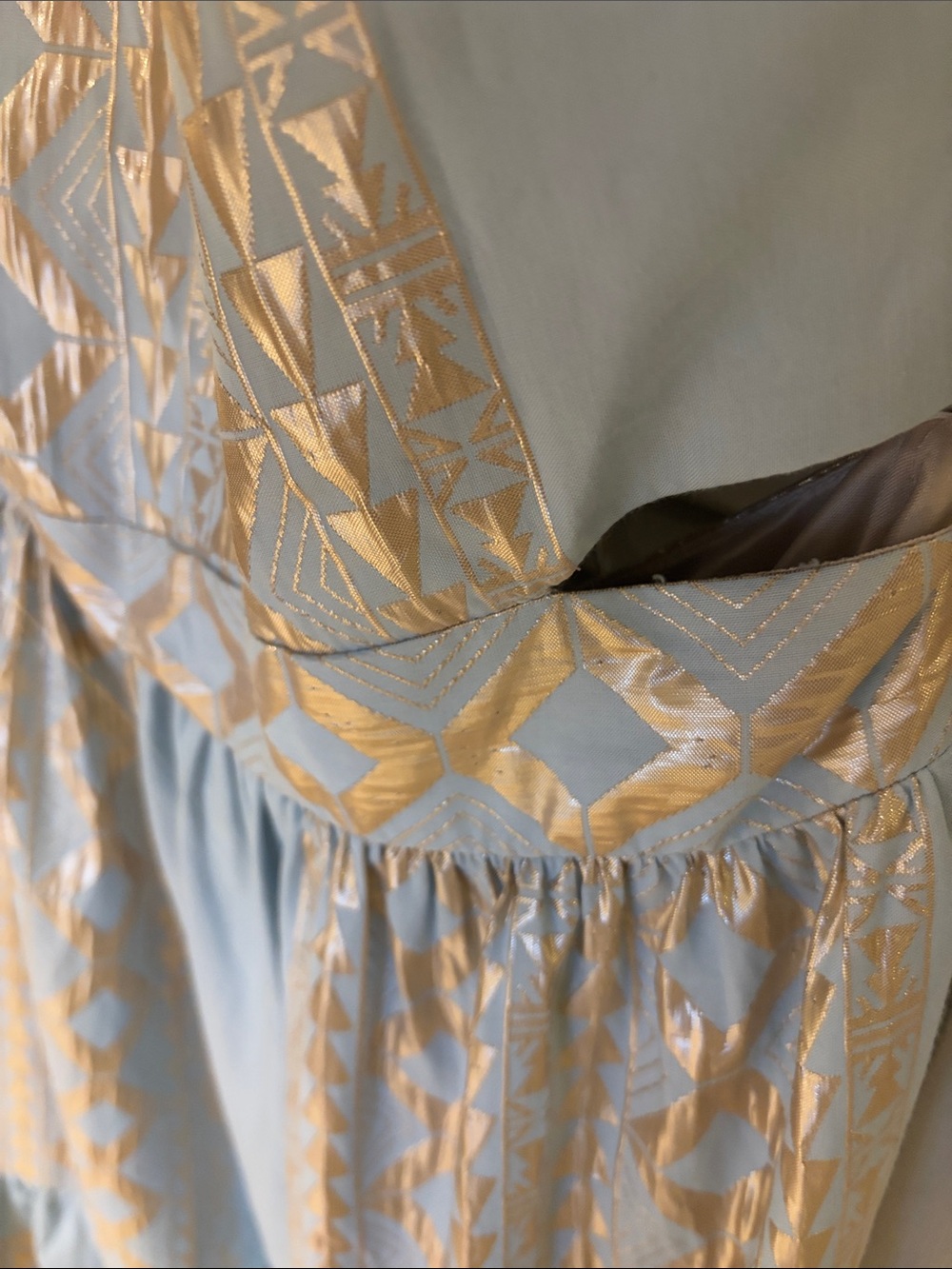 Halter Maxi Dress in Light Blue with Gold Accents - Picture 6 of 6